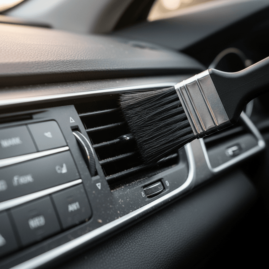 brush cleaning car air vent crevices